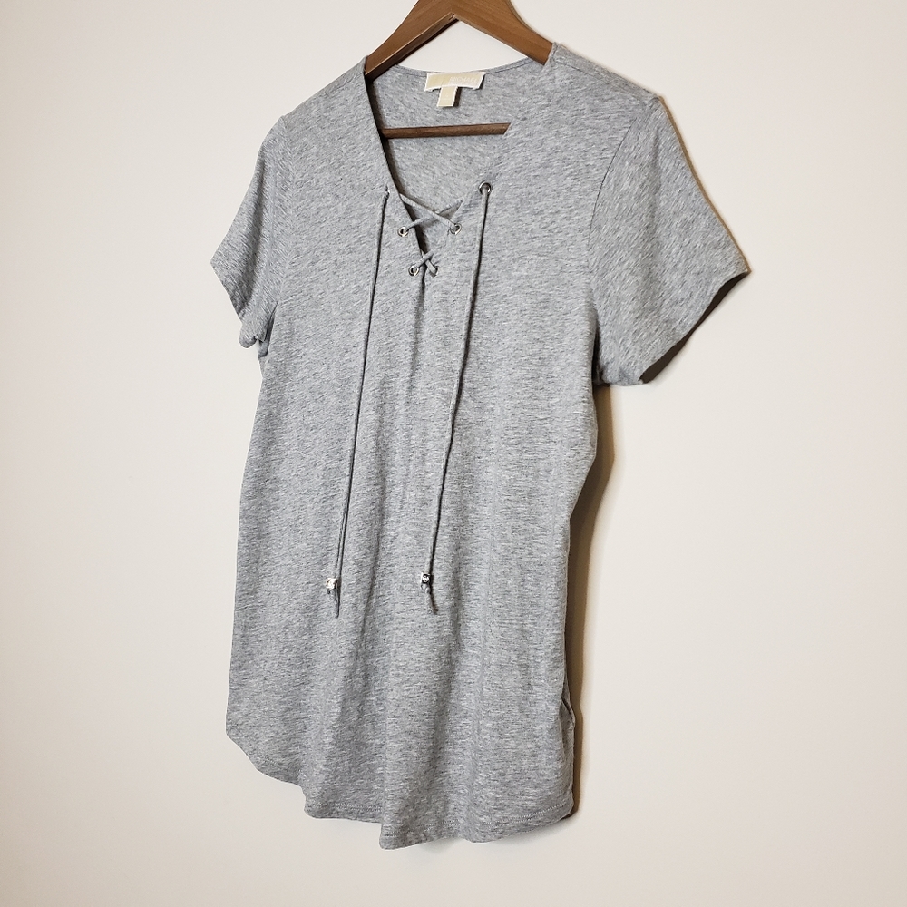 Michael Kors gray blouse short sleeve shirt Large - Picture 4 of 8